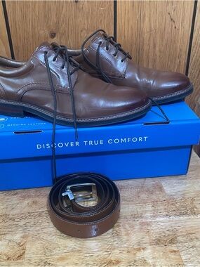 Nunn Bush Brown Leather Derby Shoes with Matching Belt